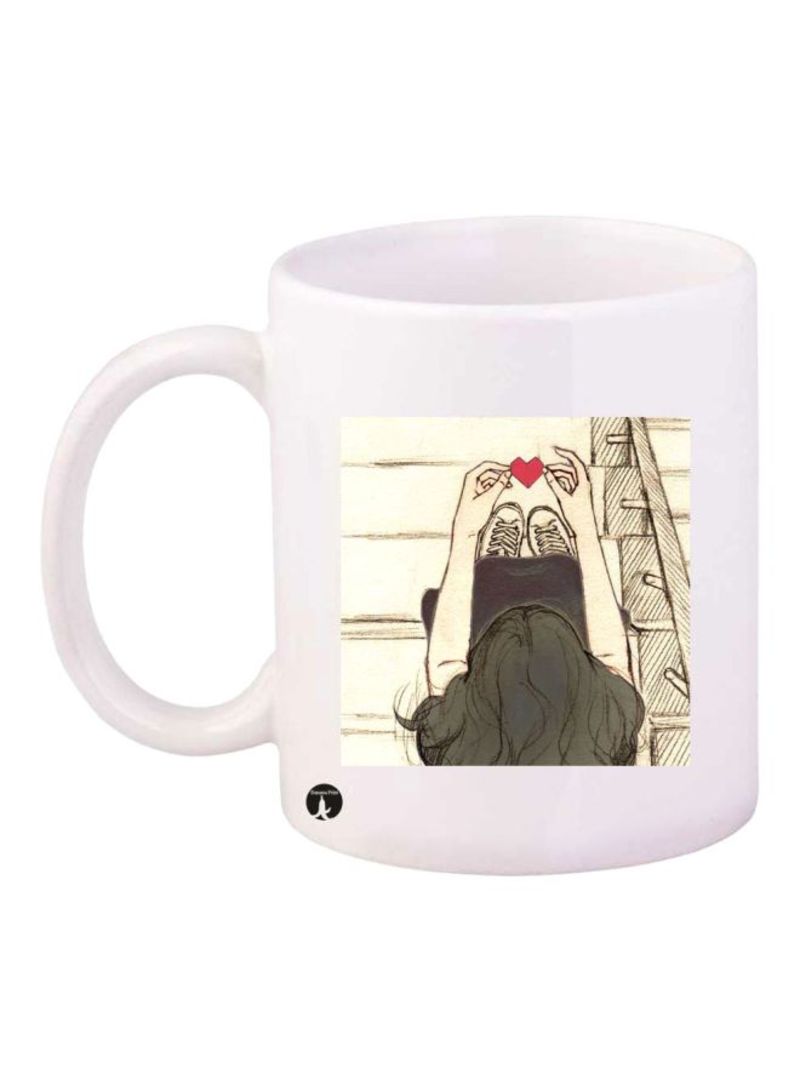 RKN Girl Printed Coffee Mug White/Black/Beige Standard Size