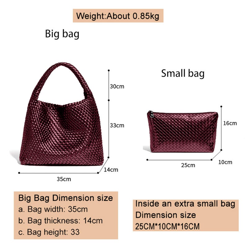 YONGLEE ARTEE Tote Bag Shoulder Handbags for Women Hand bag Large Capacity Travel Woven Lightweight Purse Hobo Slouchy Bags (Burgundy Red) - Image 4