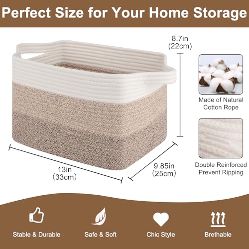 OIASKET Storage Basket for Organizing Woven Baskets for Storage Rectangle Decorative Baskets for Shleves Closet Toys Books Nursery Organizer Bins Pack of 3 Gradient Yellow 13x985x87 - Image 3