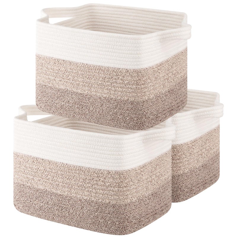 OIASKET Storage Basket for Organizing Woven Baskets for Storage Rectangle Decorative Baskets for Shleves Closet Toys Books Nursery Organizer Bins Pack of 3 Gradient Yellow 13x985x87 - Image 2