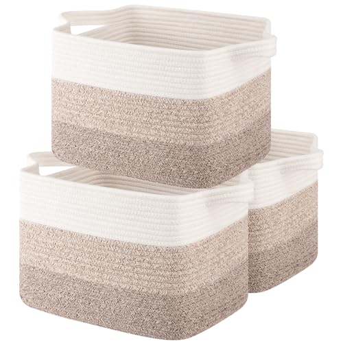 OIASKET Storage Basket for Organizing Woven Baskets for Storage Rectangle Decorative Baskets for Shleves Closet Toys Books Nursery Organizer Bins Pack of 3 Gradient Yellow 13x985x87 - Image 1