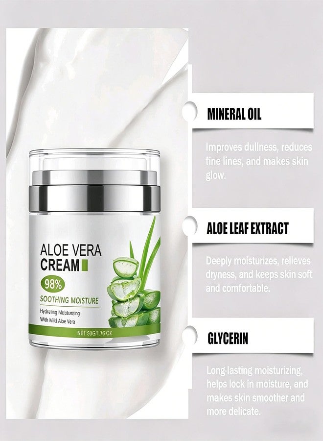 gcdat Aloe Vera Face Moisturizer with Airless Pump, 98% Aloe Vera Cream，Hydrating and Moisturizing for Dry Skin, Reducing Fine Lines, Soothing & Rapairing after Sun, 1.7 Fl. Oz - Image 3