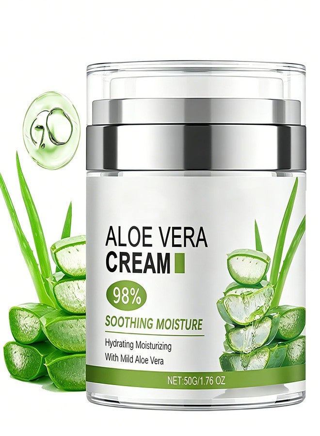 gcdat Aloe Vera Face Moisturizer with Airless Pump, 98% Aloe Vera Cream，Hydrating and Moisturizing for Dry Skin, Reducing Fine Lines, Soothing & Rapairing after Sun, 1.7 Fl. Oz - Image 1