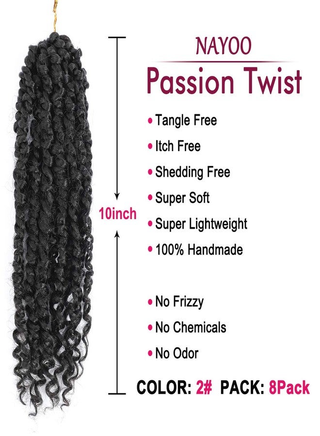 NAYOO Passion Twist Hair - 8 Packs 10 Inch Passion Twist Crochet Hair For Women, Crochet Pretwisted Curly Hair Passion Twists Synthetic Braiding Hair Extensions (10 Inch 8 Packs, 2) - Image 2