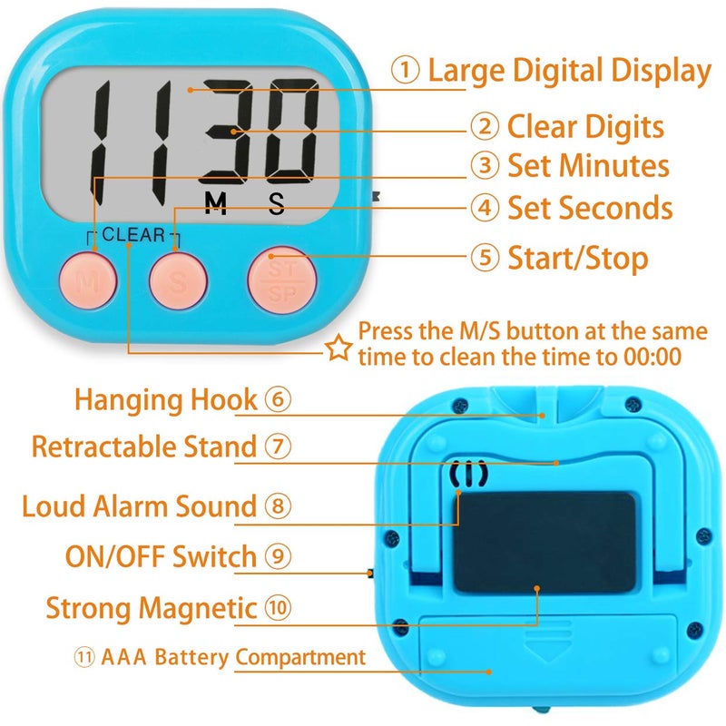 AOUCE Classroom Timers for Teachers Kids Large Magnetic Digital Timer 4 Pack - Image 2