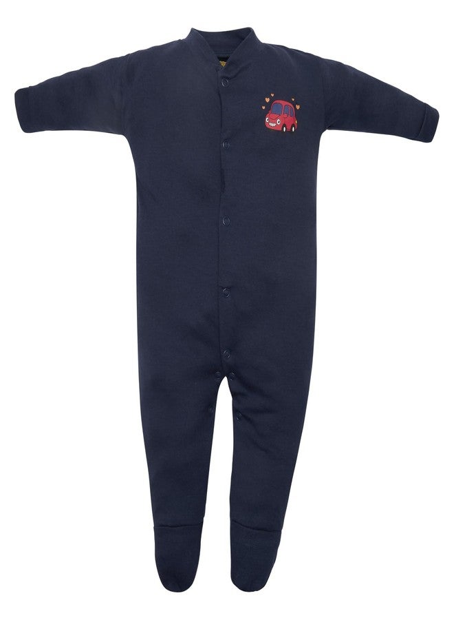 Magic Town® 100% Hosiery Cotton Unisex Romper for Kids and Infants Set of 3 (Navy Blue) (0-3 Months) - Image 4