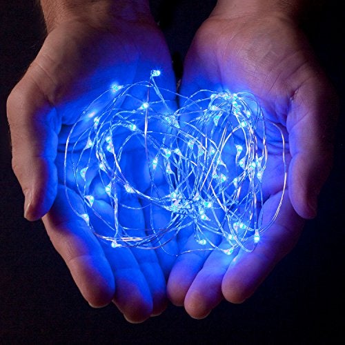 RTGS 30 LEDs Blue Color String Lights Silver Wire Indoor and Outdoor 9.5 Feet Firefly Starry Fairy Lights Battery Powered for DIY, Christmas, Holidays, Party, Bedroom and Centerpieces - Image 4