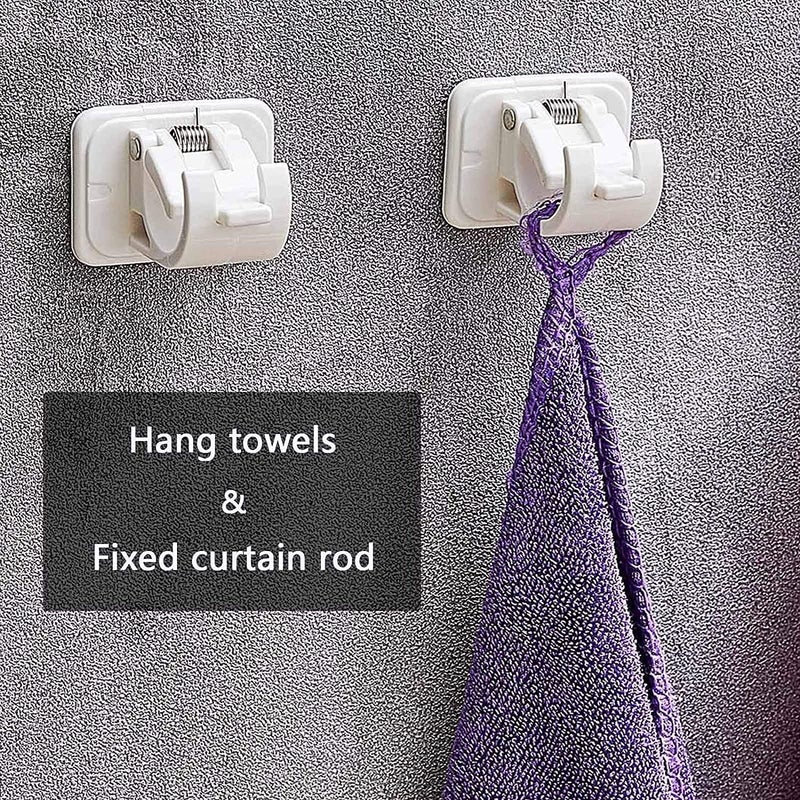 PARABRAHMA Curtain Rod Holder Curtains Bracket Crossbar Hook Self Adhesive Rods Hanger No Drill Brackets Fixing Holders Wall Hooks and Fixings for Bathroom Kitchen Home Bathroom and Hotel Use 8 - Image 4