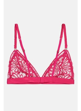 UNDIZ Women Non Padded Textured Bra, Dark Pink  - Image 2