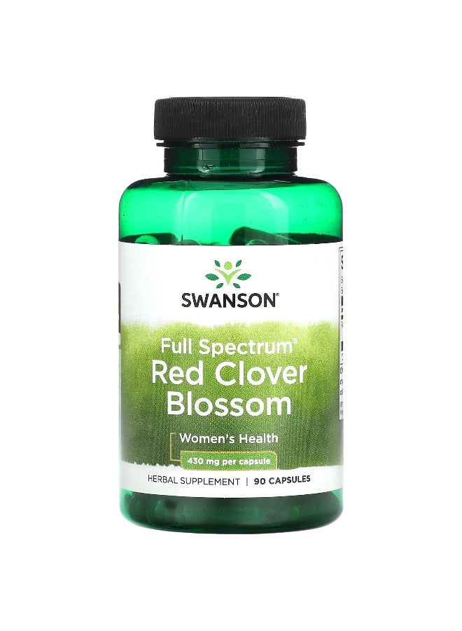 SWANSON سوانسون، زهرة البرسيم الأحمر الطيف الكامل، 430 ملغ، 90 كبسولة - Image 1