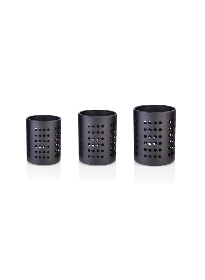 EMBASSY Cutlery/Stationary/Toiletry Holder, Set of 3 - Sizes 1-3 (Black Colour, Stainless Steel) - Image 1