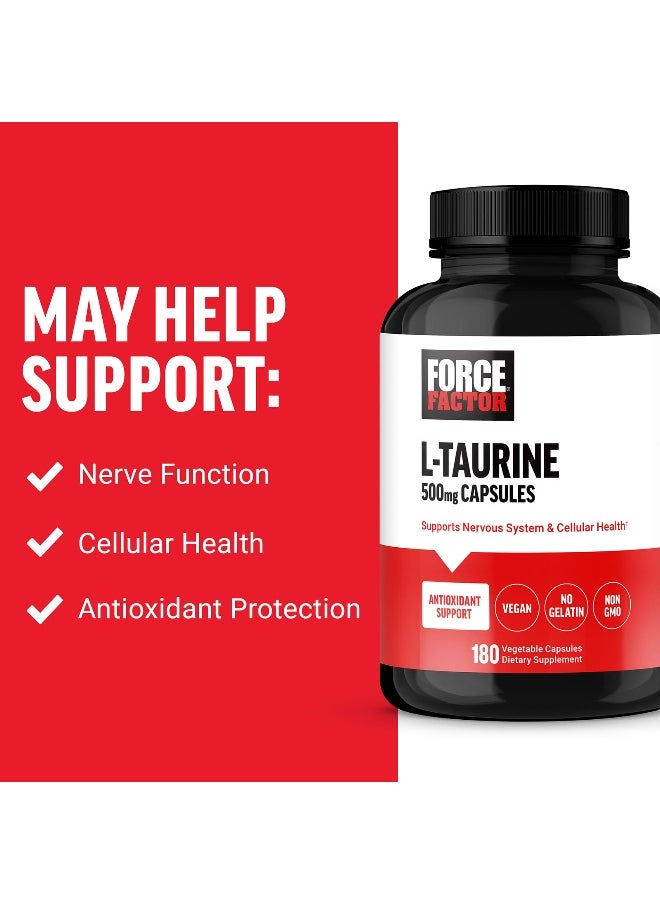 Force Factor Force Factor, L-Taurine, 500 mg, 180 Vegetable Capsules  - Image 3