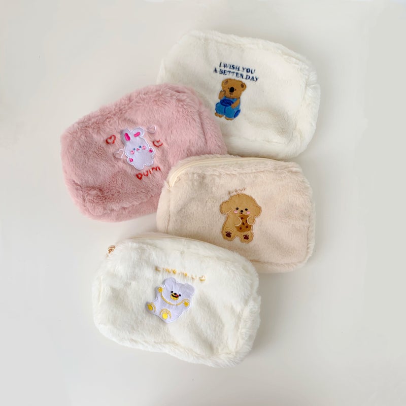 Stuffed Cosmetic Bag Ins Cute Bear Portable Storage Toiletry Bag Japanese And Korean Girls Large Capacity Embroidered Bag - Image 2