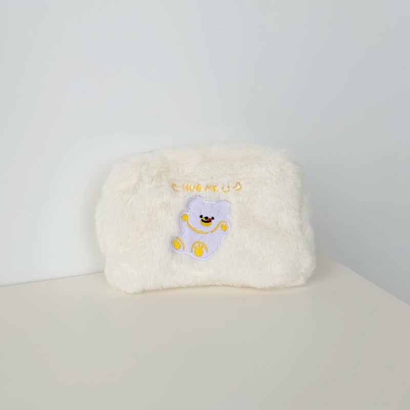 Stuffed Cosmetic Bag Ins Cute Bear Portable Storage Toiletry Bag Japanese And Korean Girls Large Capacity Embroidered Bag - Image 1