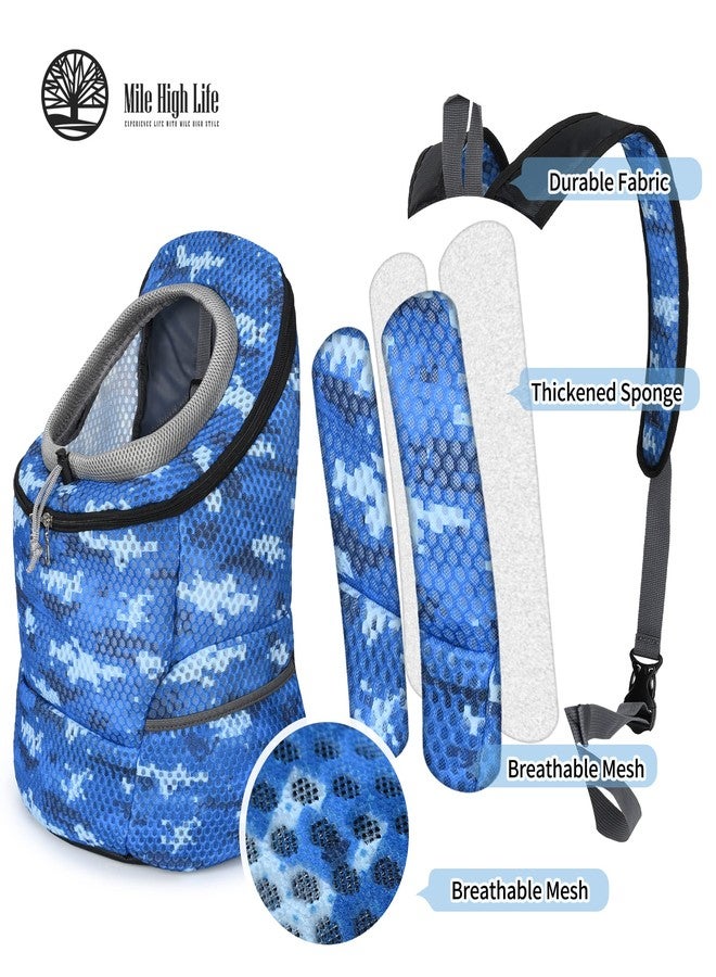 مايل هاي لايف | حقيبة ظهر لحمل الحيوانات الأليفة في الهواء الطلق | حقيبة حمل للقطط والجراء | حقيبة حمل للكلاب الصغيرة | حقيبة ظهر للكلاب مزودة بشبكة مسامية وبطانة ناعمة (أزرق مموه، صغير (عبوة من قطعة واحدة)) - Image 4