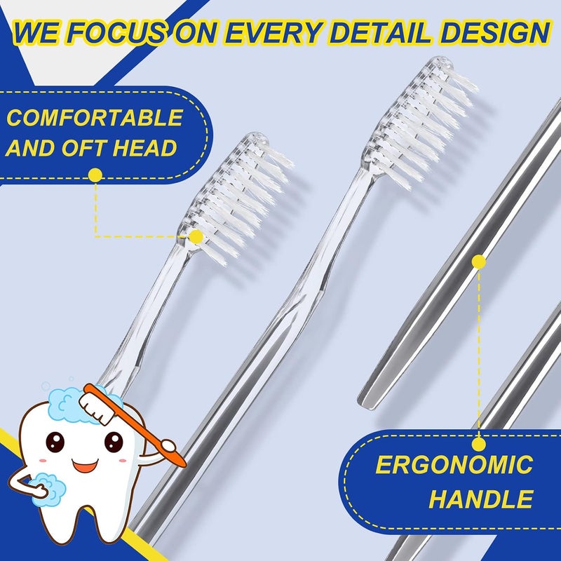 Patelai 100 Pcs Individually Wrapped Toothbrush Bulk Disposable Travel Toothbrushes Soft Bristle Tooth Brush Single Pack for Camping Adults Kids Hotels Guest Toiletries (Silver) - Image 5
