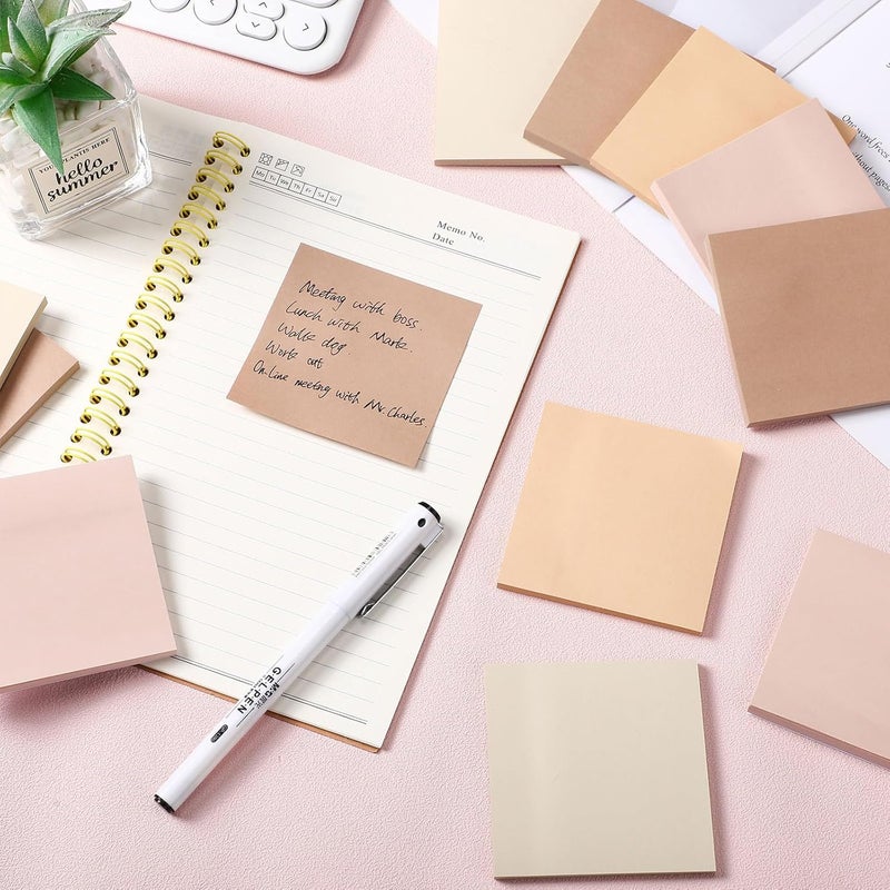 Thenshop 12 Pads Sticky Notes 3''x3'', Self Stick Notes Pads Office Supplies, 4 Gradient Colors Vintage Color 50 Sheets/pad for School,Office, Home(Gradient Retro Brown) - Image 5
