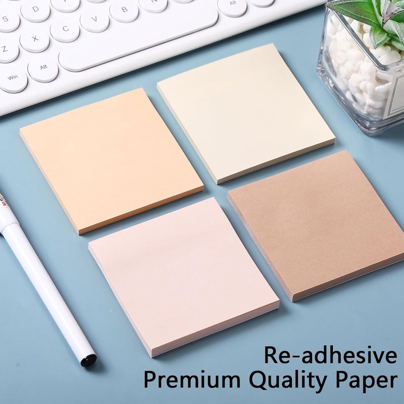 Thenshop 12 Pads Sticky Notes 3''x3'', Self Stick Notes Pads Office Supplies, 4 Gradient Colors Vintage Color 50 Sheets/pad for School,Office, Home(Gradient Retro Brown) - Image 4
