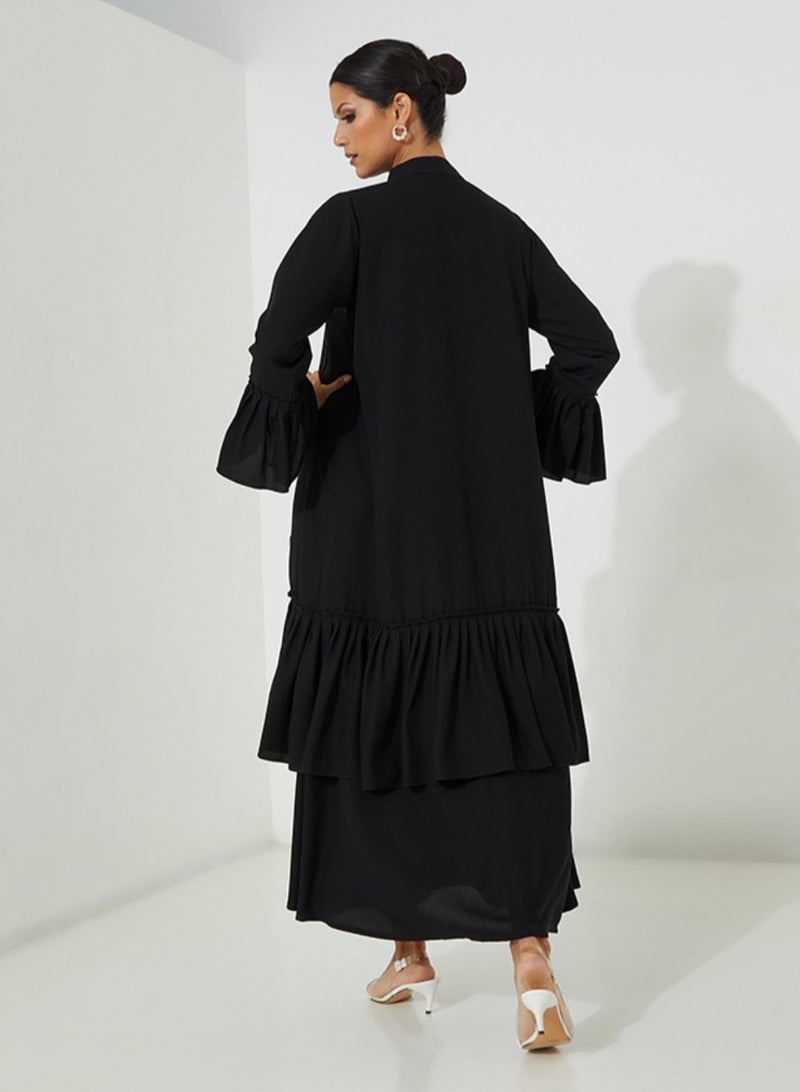 Rosette Abaya Elegant Modest dress with Black embroidery - Image 4