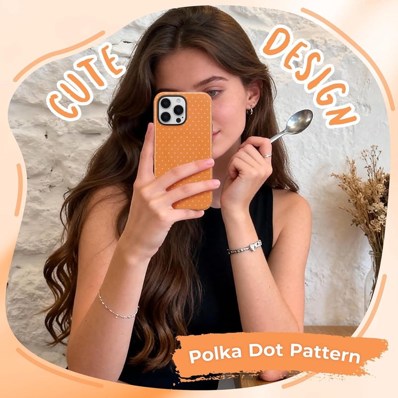 Budget friendly sizing alternatives for iPhone 16 Pro Max Magnetic Case, Cute Polka Dot Aesthetics Design Phone Case Soft TPU Slim Shockproof Stylish Protection Cover for Girls Women - Orange | Built in Magnetic Support Magnetic Accessory | Cute Polka Dot Pattern | Hard PC Back+Soft Layer Dual Protective Phone Case Simple multi-color universal build - Image 5