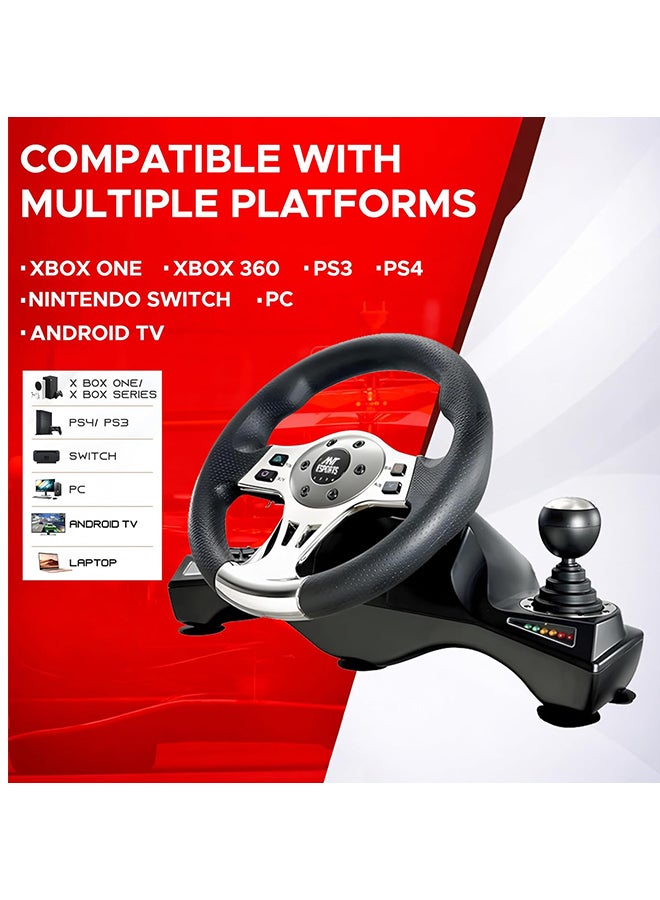 ANT Esports Renewed - Ant Esports GW190 Racing Steering Wheel with Pedals & Shifter, 270° Rotation, Universal USB, Compatible with PC, PS4, PS3, Xbox One, Xbox Series X/S, Nintendo Switch & Android TV (Black - Image 2