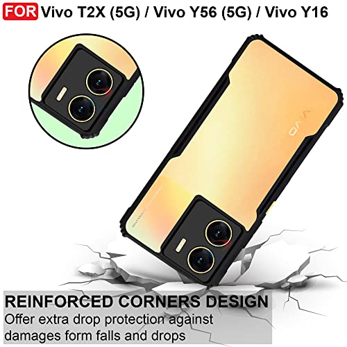 CEDO Backcover for Vivo T2X / Y56 / Y16 (5G) | Camera Protection Shockproof Bumper-Edge | Acrylic Crystal Clear 360 Degree Protection TPU+PC | Transparent Eagle Back Case Cover (Black) - Image 3