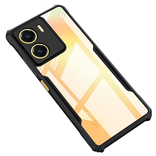 CEDO Backcover for Vivo T2X / Y56 / Y16 (5G) | Camera Protection Shockproof Bumper-Edge | Acrylic Crystal Clear 360 Degree Protection TPU+PC | Transparent Eagle Back Case Cover (Black) - Image 1