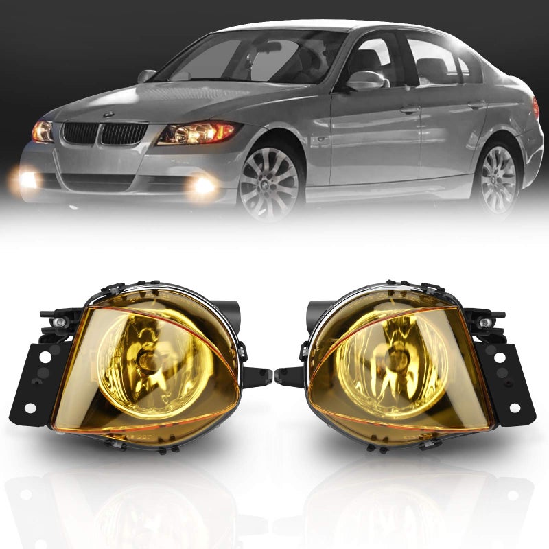 TangMiGe Fog Lights Lamps for BMW 3 Series 323i 325i 325xi 328i xdrive 330xi 335d 335i 328xi 335xi 330i Sedan E90 Wagon E91 wo Sport Package 2006 2007 2008 2009 1 Pair Yellow Lens