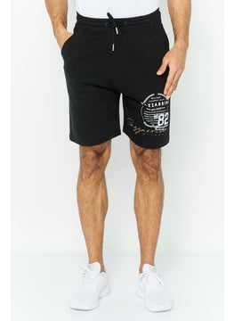 Gazzarrini Men Printed Drawstring Basic Shorts, Black  - Image 1