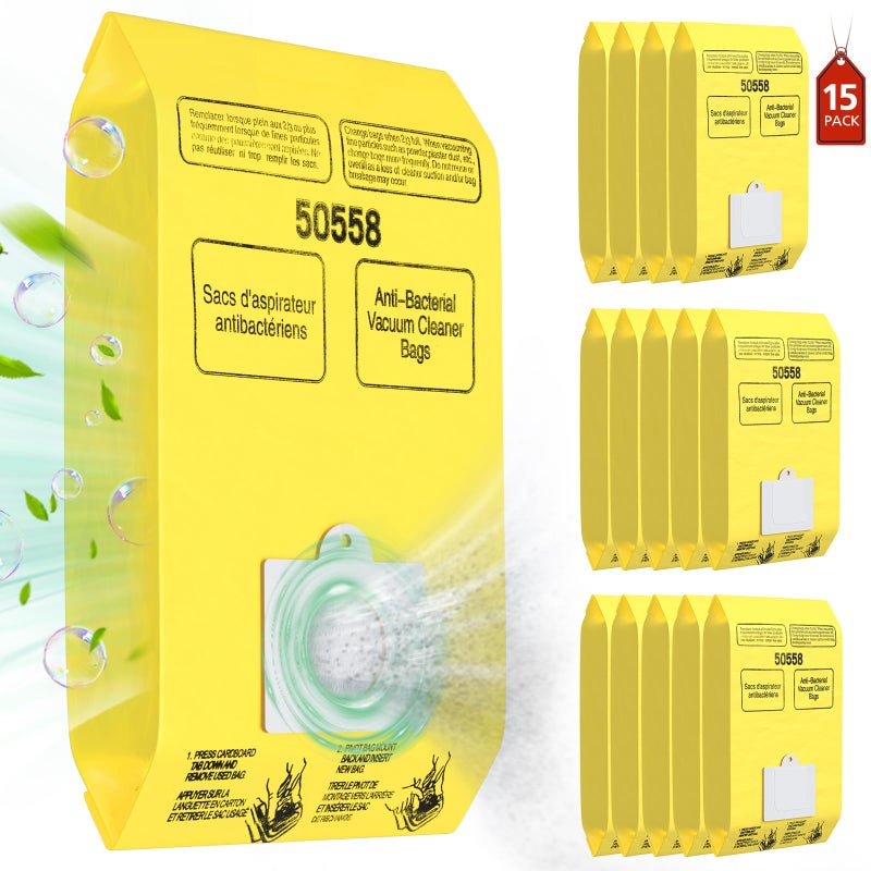 15 Pack Canister Vacuum Cleaner Bags Compatible with Kenmore Canister Type CQ 5055 50555 50557 50558 and Type C5 C18 53292 200 Series 400 Series 600 Series 700 Series 800 Series Vacuum