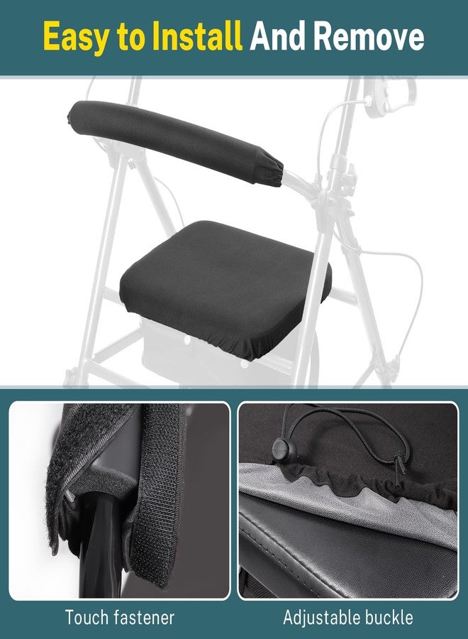 KUAZIDAR Rollator Walker Cover - Rollator Walkers Seat and Backrest Covers, Removable and Washable, Rollator Walker Cushion, 1 Count, Black - Image 3