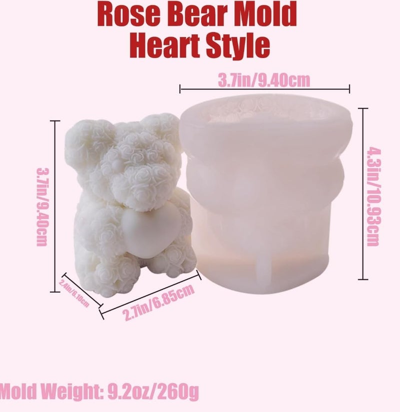 HUSAINI MART Multicolour 2 Piece Heart Bear Silicone Candle Mold Set Elegant Reusable Molds for Wax Resin and Soap Crafts - Image 3