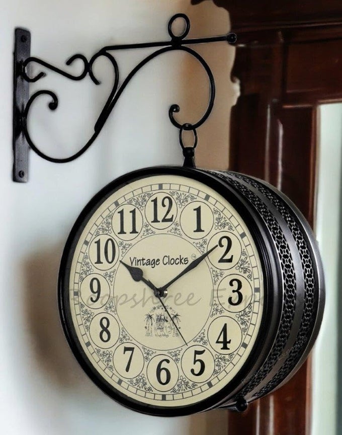 HANDCRAFTED DOUBLE SIDE WALL CLOCK 1 YEAR WARRANTY 6570010HR