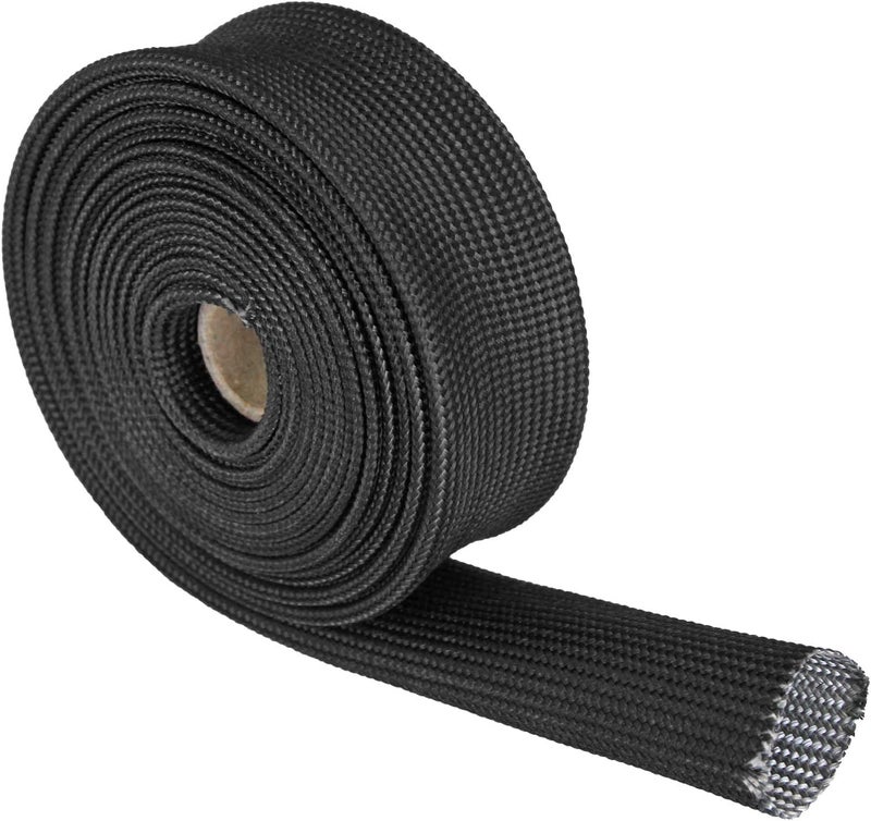 LEDAUT Fiberglass Heat Wrap Wire Shield Sleeve- 1" IDX 10' Adjustable Black Exhaust Heat Shield Spark Plug Wire For Car&Auto Wire Loom Brake Line Cable - Image 1