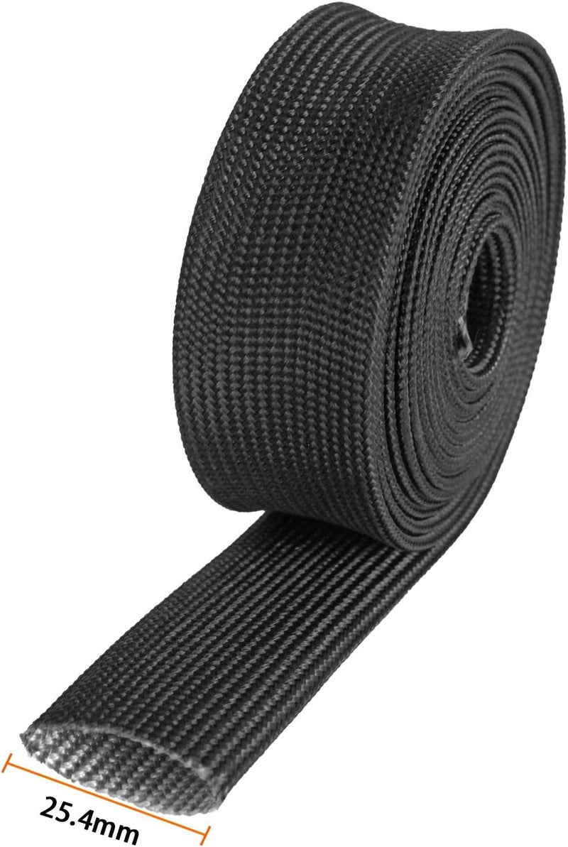 LEDAUT Fiberglass Heat Wrap Wire Shield Sleeve- 1" IDX 10' Adjustable Black Exhaust Heat Shield Spark Plug Wire For Car&Auto Wire Loom Brake Line Cable - Image 2
