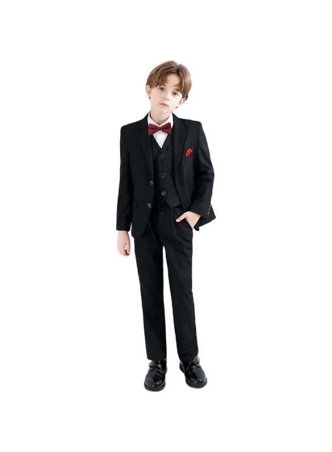 Yinuofang Children'S Suit Set, Performance Costume, Black Suit For Boys, Host Formal Wear, Black Set, Size 160 - Image 1