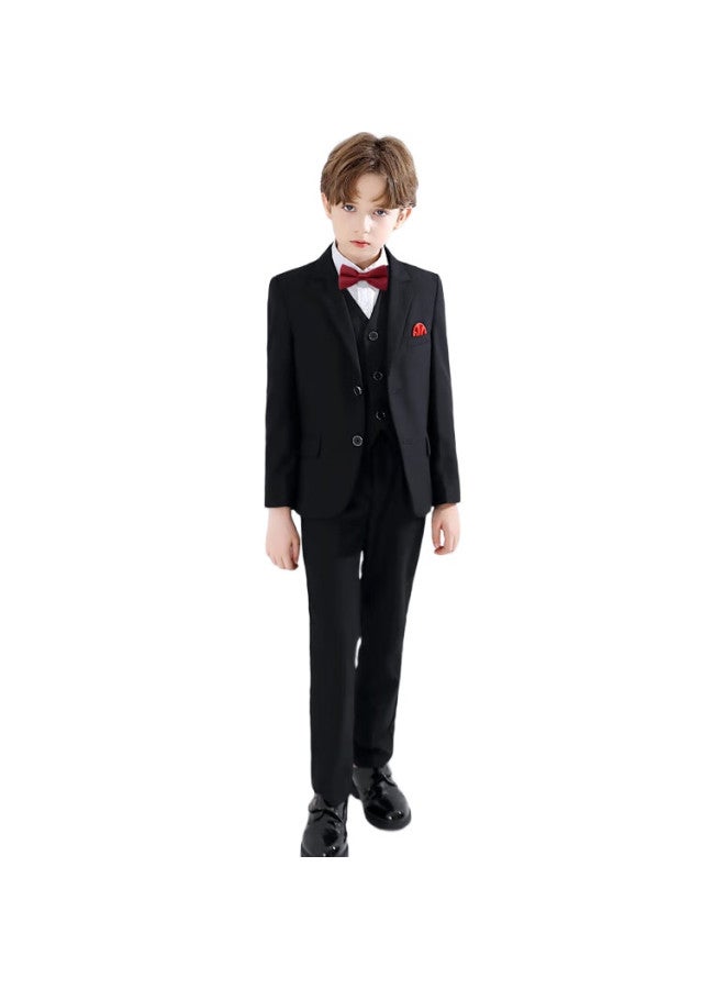 Yinuofang Children'S Suit Set, Performance Costume, Black Suit For Boys, Host Formal Wear, Black Set, Size 160 - Image 2