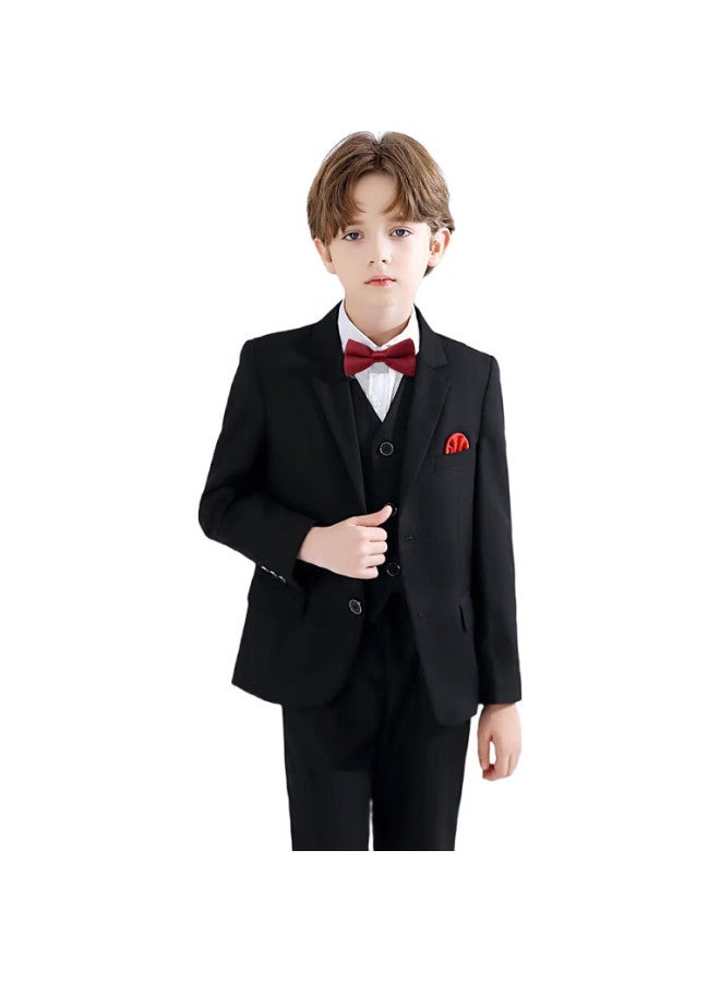 Yinuofang Children'S Suit Set, Performance Costume, Black Suit For Boys, Host Formal Wear, Black Set, Size 160 - Image 3
