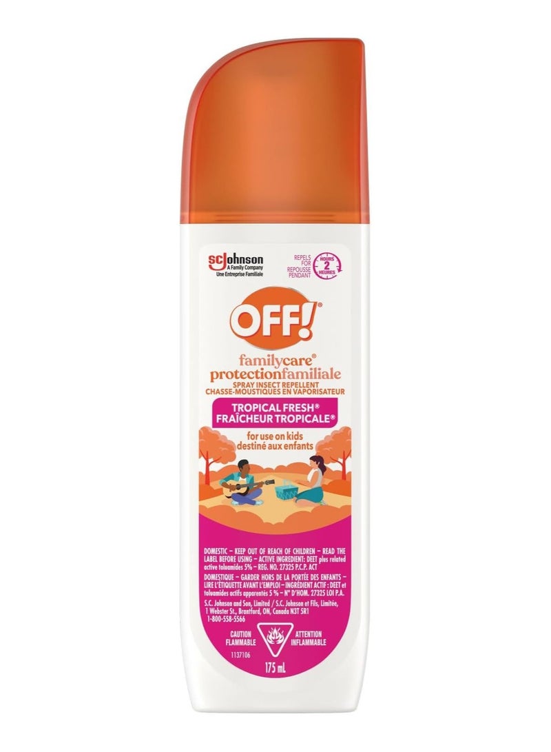 OFF FamilyCare Spray Insect Repellent for Use on Kids, Tropical Fresh Scent, 175ml - Image 1