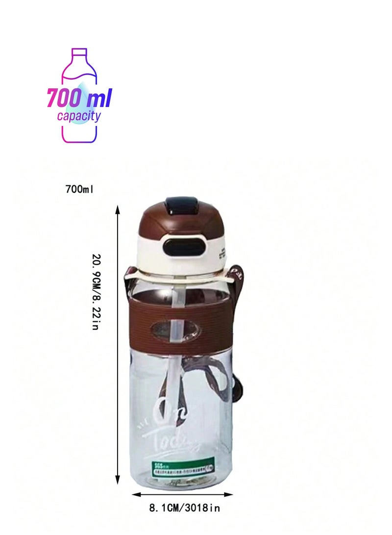 Kids Water Bottle with Straw – 700ML, BPA Free, Leakproof – Flip Lid, Easy Sip Straw, Portable with Strap – Durable Water Bottle for Boys & Girls – Ideal for School, Sports, and Travel - Image 1