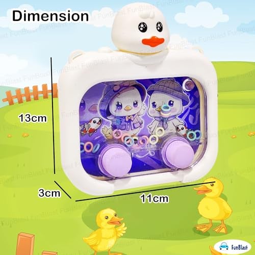 FunBlast Duck Theme Handheld Game for Kids – Aqua Toy Water Ring Toss Game with Flashing Lights, Handheld Games for Kids, Ideal Gift for Boys, Girls (White) - Image 2