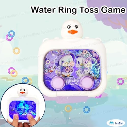 FunBlast Duck Theme Handheld Game for Kids – Aqua Toy Water Ring Toss Game with Flashing Lights, Handheld Games for Kids, Ideal Gift for Boys, Girls (White) - Image 3