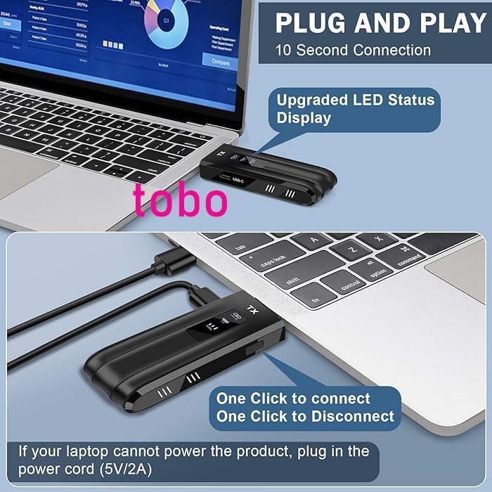 Tobo إرسال واستقبال HDMI لاسلكي، 4 مستقبلات ومرسل واحد، 165 قدم/50 متر، موزع توصيل وتشغيل، توسيع لاسلكي متزامن إلى عدة تلفزيونات، 1080 بكسل دقة عالية للبث من اللابتوب إلى التلفاز/البروجيكتور (TD-1404H) - Image 4