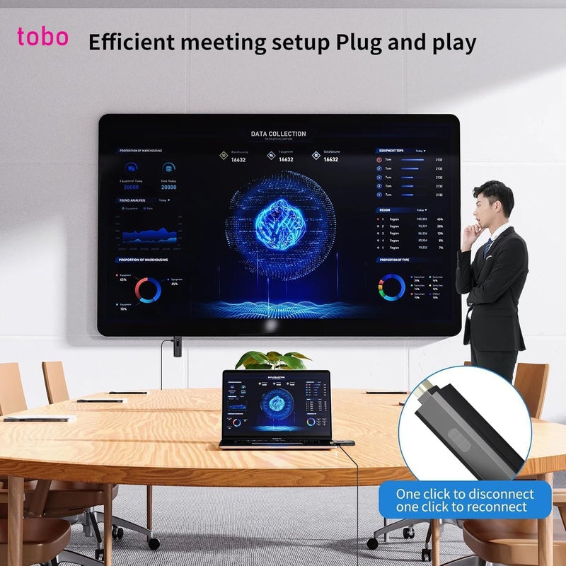 Tobo إرسال واستقبال HDMI لاسلكي، 4 مستقبلات ومرسل واحد، 165 قدم/50 متر، موزع توصيل وتشغيل، توسيع لاسلكي متزامن إلى عدة تلفزيونات، 1080 بكسل دقة عالية للبث من اللابتوب إلى التلفاز/البروجيكتور (TD-1404H) - Image 3