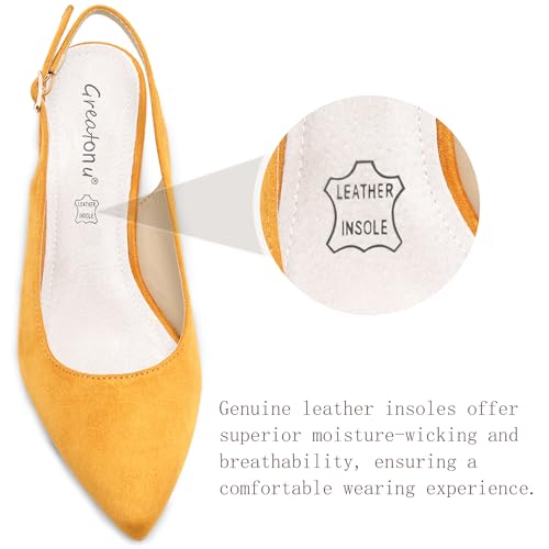 Greatonu Womens Yellow Wedding Sexy Pointed Closed Toe Comfortable Slingback Pumps Size 7.5 - Image 2