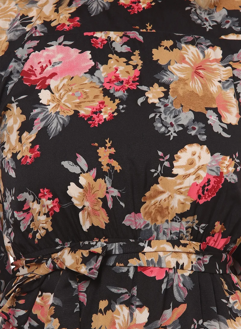 PINACOLADA  Women's Midnight Black Floral Midi Dress for Women | Best Price UAE