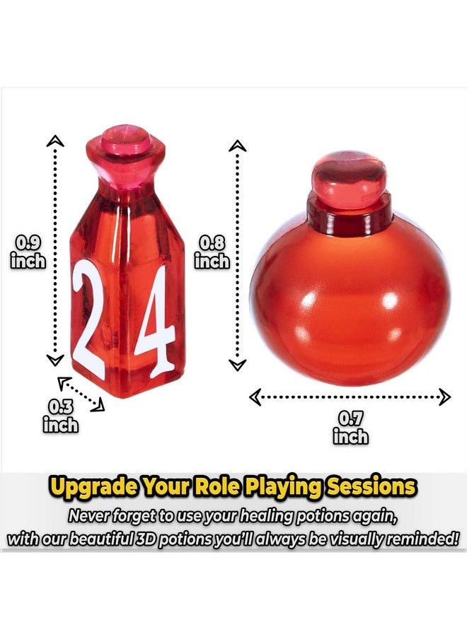 lynx - 15 Dnd Healing Potion Tokens And Each Potion Level Has A Color Matching D4 Dice Set To Easily Track & Roll For Your D&D Potions Dungeons And Dragons Role Playing Gift Rpg Accessories Markers - Image 1