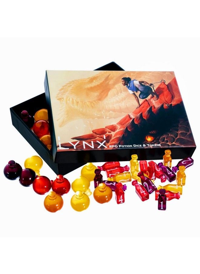 lynx - 15 Dnd Healing Potion Tokens And Each Potion Level Has A Color Matching D4 Dice Set To Easily Track & Roll For Your D&D Potions Dungeons And Dragons Role Playing Gift Rpg Accessories Markers - Image 1