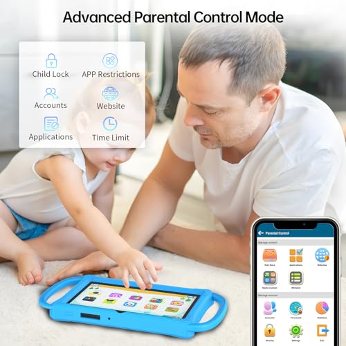 PRITOM Kids Tablets 7 inch, 32 GB,Perfect Size for Toddler Tablet with Un-Zipped Case, WiFi, Dual Camera, Education, Games, Kids Software Pre-Installed, Parental Control (Blue) - Image 4