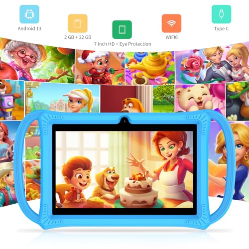 PRITOM Kids Tablets 7 inch, 32 GB,Perfect Size for Toddler Tablet with Un-Zipped Case, WiFi, Dual Camera, Education, Games, Kids Software Pre-Installed, Parental Control (Blue) - Image 2